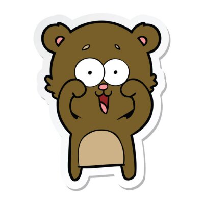 Sticker sticker of a laughing teddy  bear cartoon
