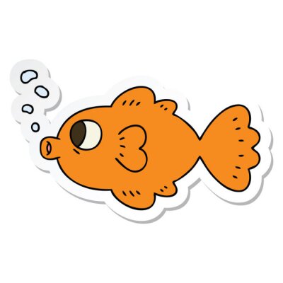 Sticker sticker of a quirky hand drawn cartoon fish