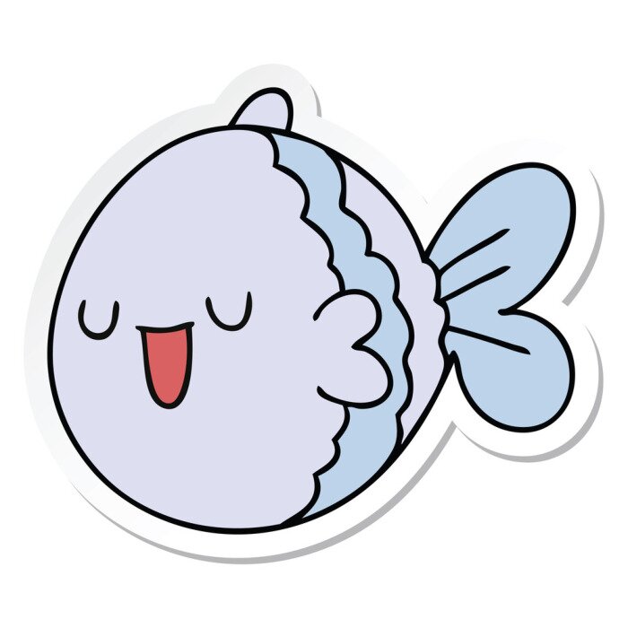 Sticker sticker of a quirky hand drawn cartoon fish