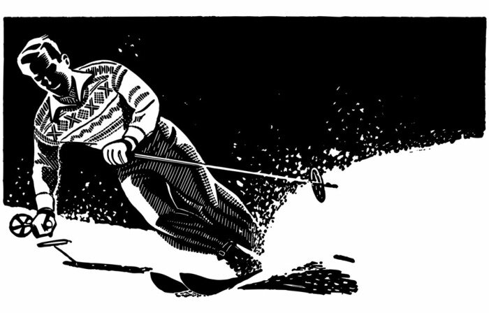 Sticker Stijlvolle Skiër