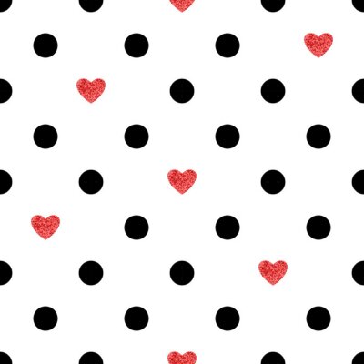Sticker Stippen patroon met rode harten. Romantische achtergrond.
