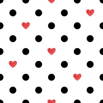 Sticker Stippen patroon met rode harten. Romantische achtergrond.