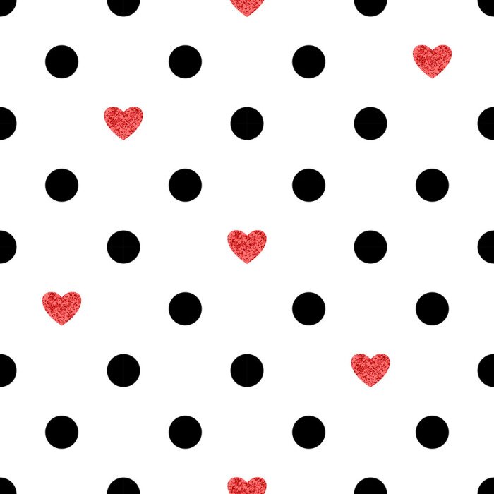 Sticker Stippen patroon met rode harten. Romantische achtergrond.