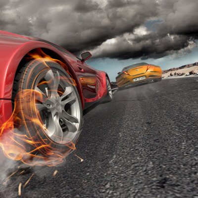 Straatrace op een bewolkte dag