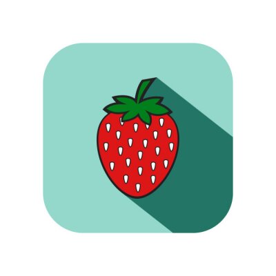 Sticker Strawberry fruit met lange schaduw