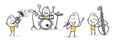 Sticker Strichfiguren / Strichmännchen: Musik, Musiker, Konzert. (Nummer 256)