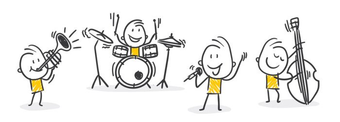 Sticker Strichfiguren / Strichmännchen: Musik, Musiker, Konzert. (Nummer 256)
