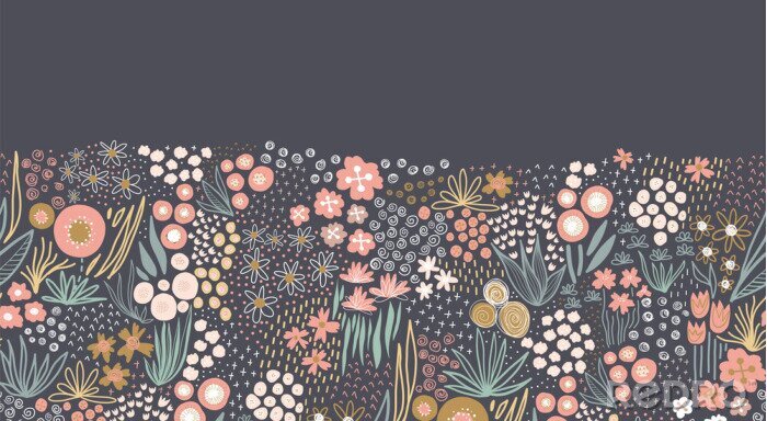 Sticker Subtiele illustratie met kleurrijke bloemen