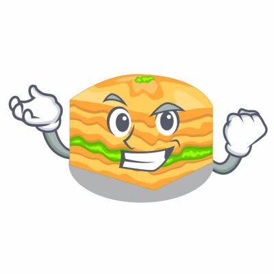 Sticker Succesvolle cartoon baklava op de houten planken