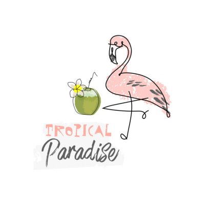 Sticker  Summer cartoon doodle hand drawn tropical vector elements