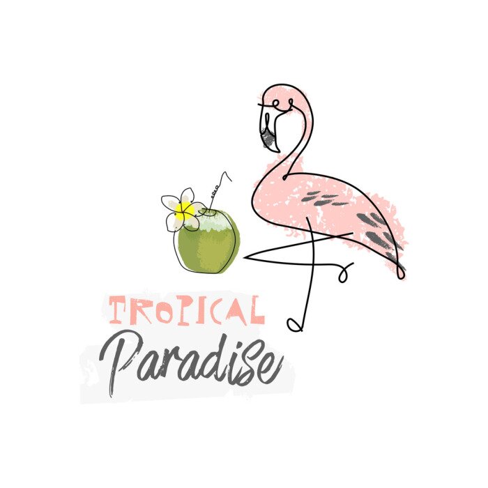 Sticker  Summer cartoon doodle hand drawn tropical vector elements