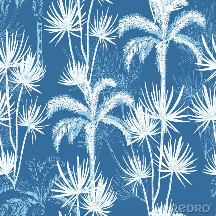 Sticker Summer hand drawn doodle line sketch plam and coconut trees ,island design fot fashion,fabric, and all prints