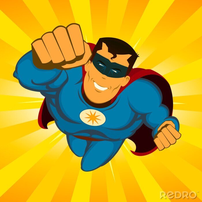 Sticker Superman in vlucht met een blinddoek om