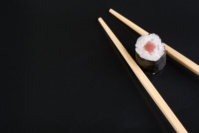 Sticker Sushi op zwarte plaat