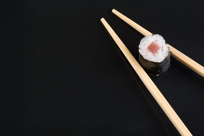 Sticker Sushi op zwarte plaat