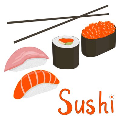 Sticker Sushi set Illustratie