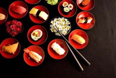 Sticker Sushi with chrysanthemums