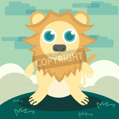 Sticker Sympathieke leeuw minimalistische moderne illustratie