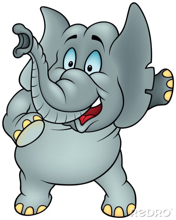 Sticker Talking Elephant - Gekleurde Illustratie van het Beeldverhaal, Vector