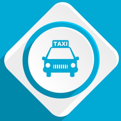 Sticker taxi blauw plat ontwerp modern pictogram voor web en mobiele app