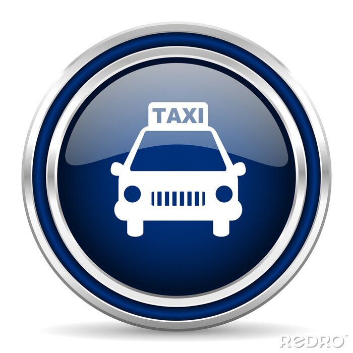 Sticker taxi blauwe glanzende web pictogram