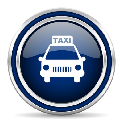 Sticker taxi blauwe glanzende web pictogram