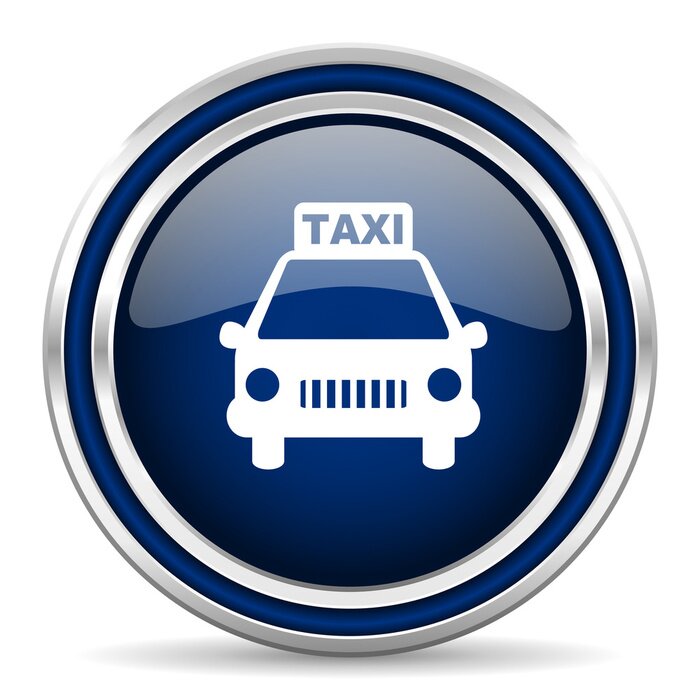 Sticker taxi blauwe glanzende web pictogram