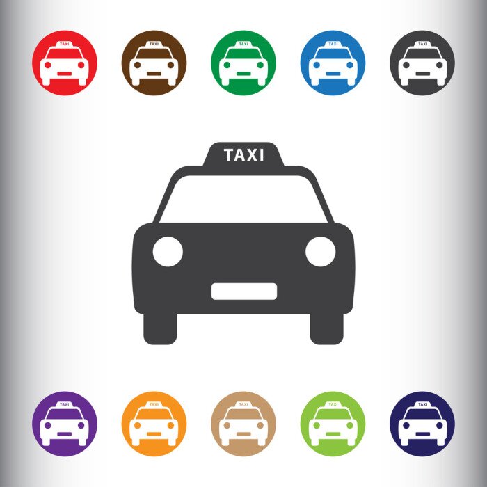 Sticker Taxi pictogram voor web en mobiel.
