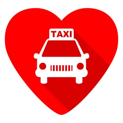 Sticker taxi rood hart valentijn flat icon
