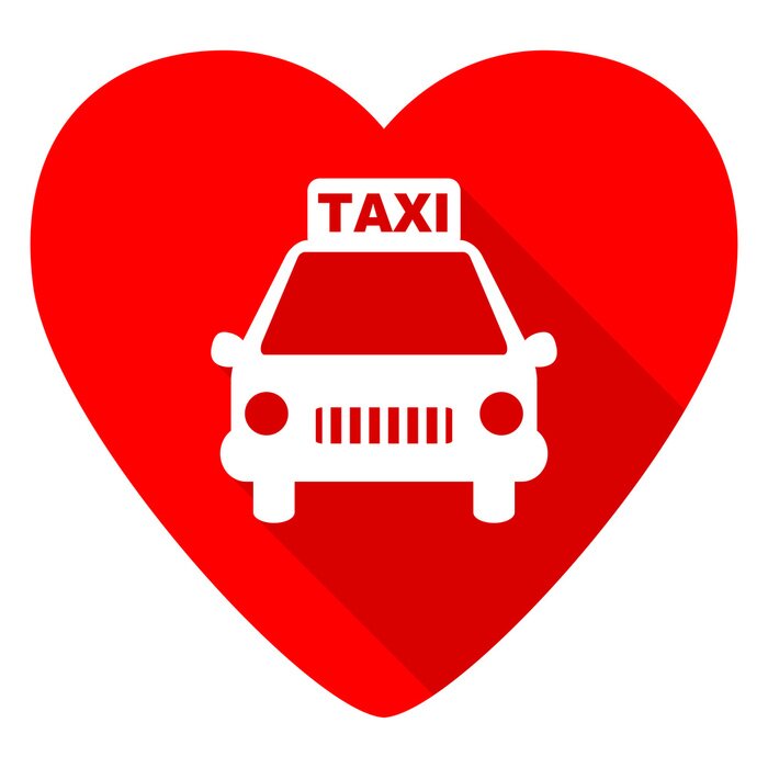 Sticker taxi rood hart valentijn flat icon