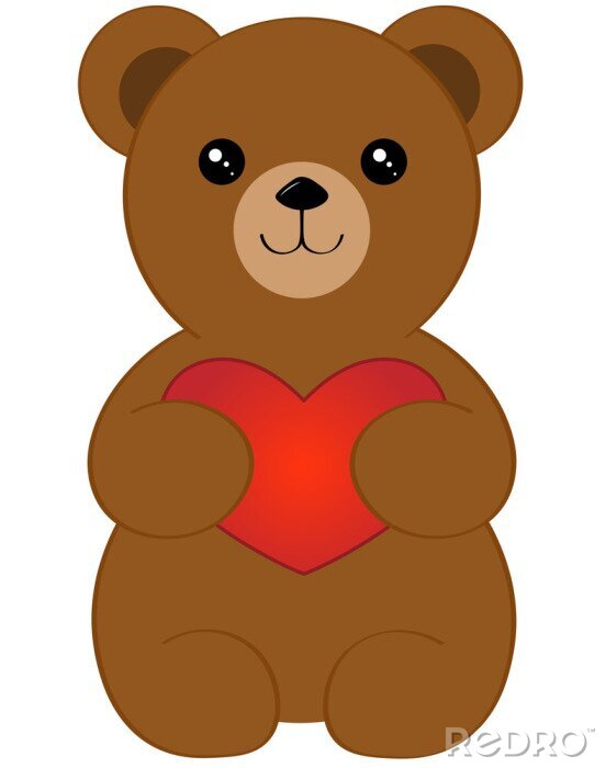 Sticker teddy bear with a gradient heart