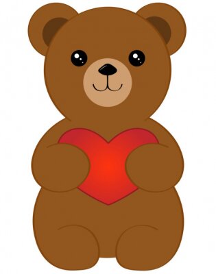 Sticker teddy bear with a gradient heart
