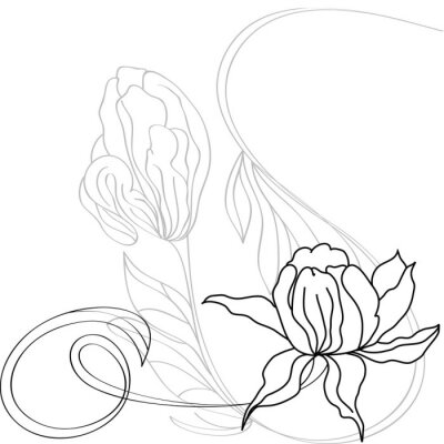 Sticker Tekenen met grote bloemen