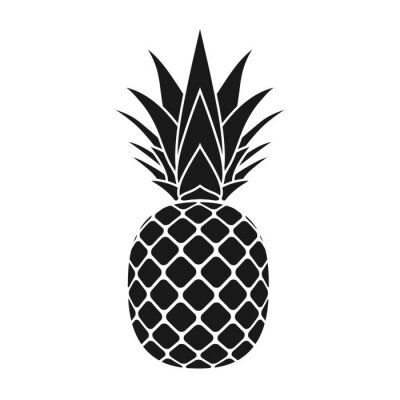 Sticker Tekening zwart-wit ananas minimalistisch diagram
