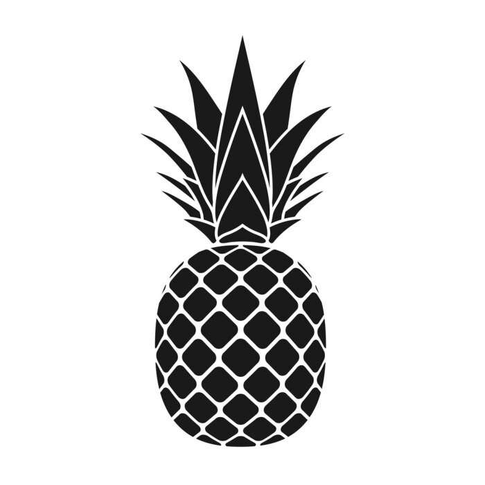 Sticker Tekening zwart-wit ananas minimalistisch diagram