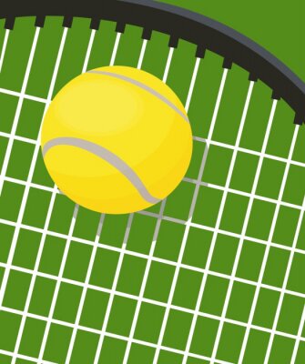 Sticker tennis racquet and ball