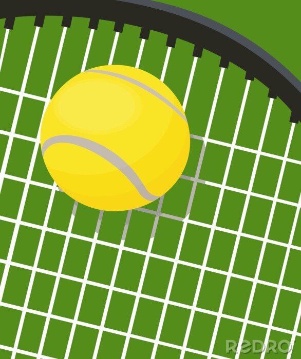 Sticker tennis racquet and ball