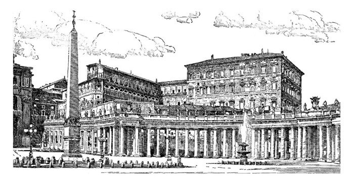 Sticker The Vatican, vintage illustration.