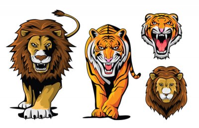 Sticker Tijger en leeuw in bewegende beelden