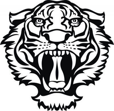Sticker Tijgers grafisch van een woeste tijger met scherpe tanden