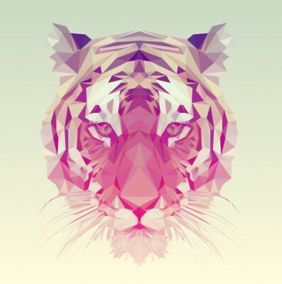 Sticker Tijgers tijger hoofd geometrische vormen