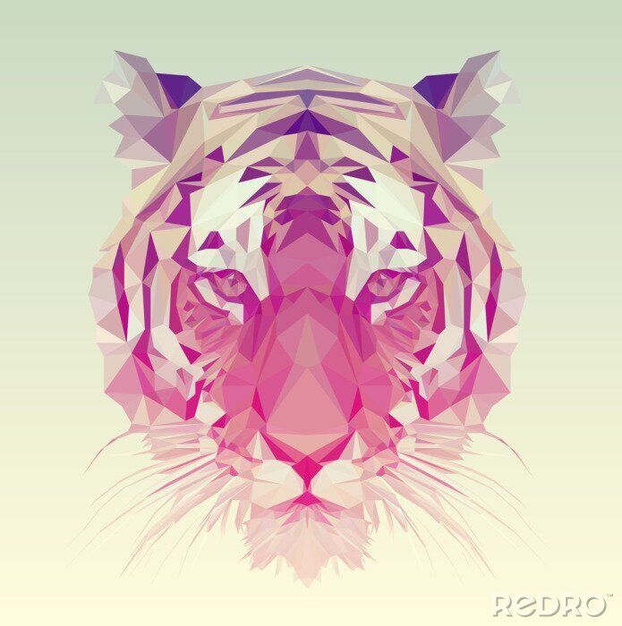 Sticker Tijgers tijger hoofd geometrische vormen