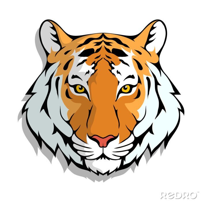 Sticker Tijgers tijgerkop met gele ogen