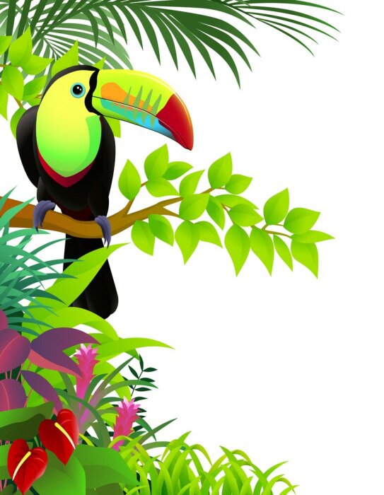 Sticker Toucan tussen het struikgewas moderne graphics