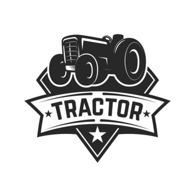 Sticker tractor embleem. Boerenmarkt. Ontwerpelement voor logo, label, teken.
