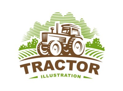 Sticker Tractor logo illustratie, embleem ontwerp