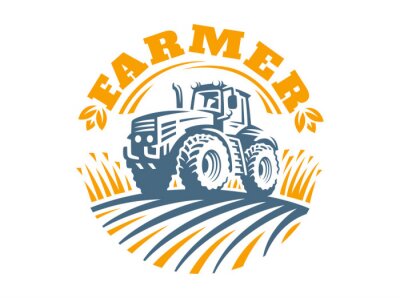 Sticker Tractor logo illustratie, embleem ontwerp