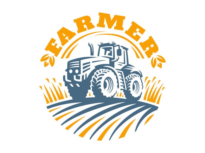 Sticker Tractor logo illustratie, embleem ontwerp