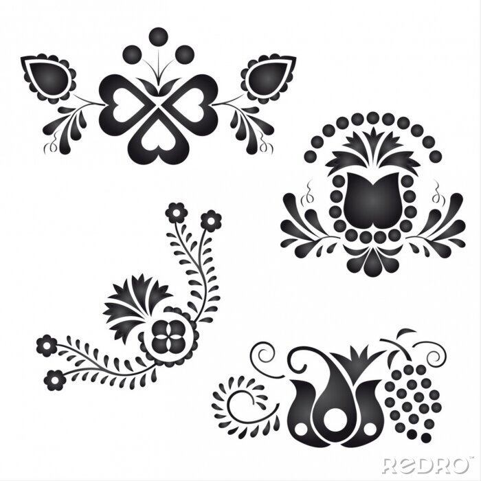 Sticker Traditionele folk ornamenten op een witte achtergrond