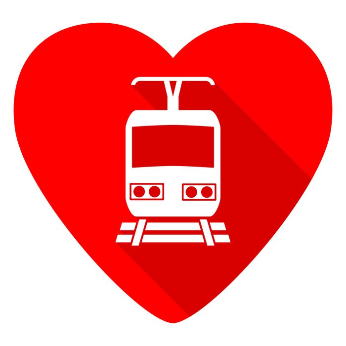 Sticker trainen rood hart valentijn flat icon